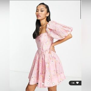 Bardot printed corset mini dress in dusty rose floral